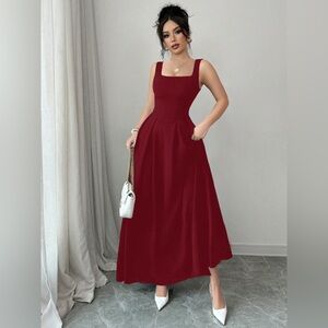 Square Neck Sleeveless Maxi Tank Dress